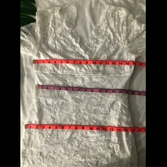 NWT $149 Marina‎ 3/4 Sleeve Tiered Sequin Lace Dress in Ivory [SZ 8 ] - Picture 8 of 8